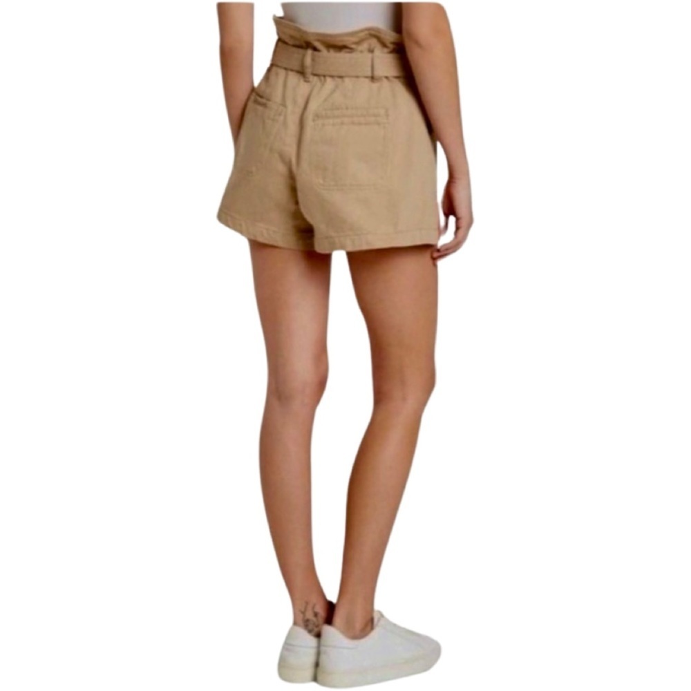 NWT BLANKNYC Paper Bag Belted High Waist Shorts Close Call Tan Cotton Canvas - Picture 4 of 10